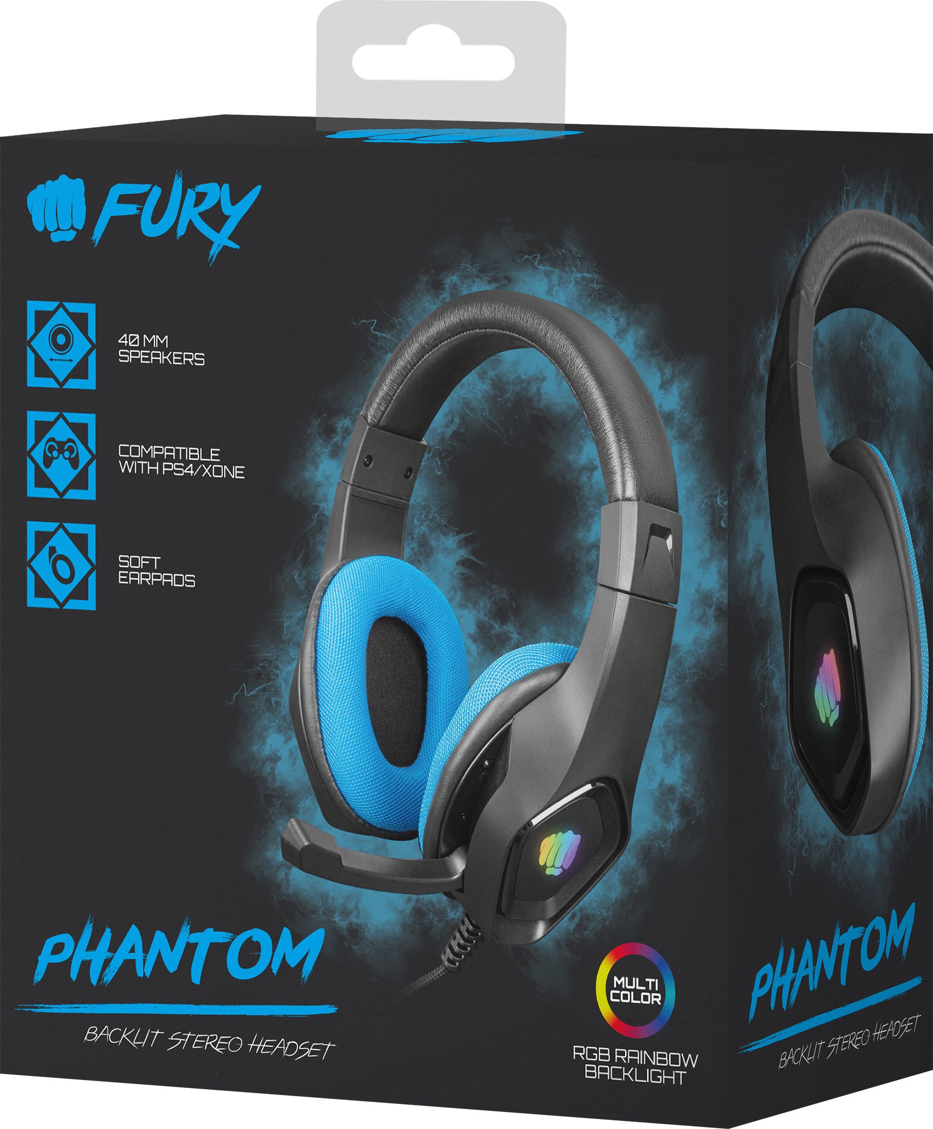 Kufje gaming Fury Phantom Blue NFU-1679, 40mm, me mikrofon, blu