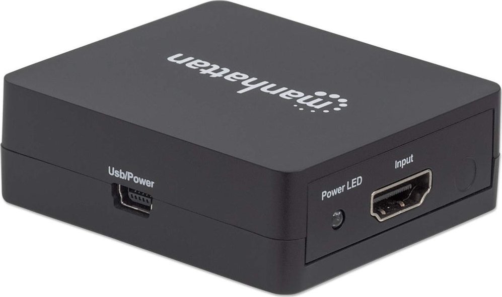 Ndarës HDMI Manhattan 2 porta, 1080p, energji me USB, i zi