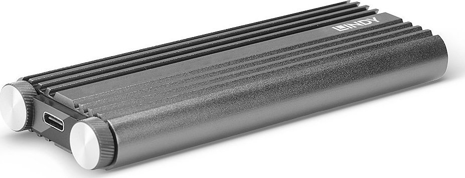 Kuti eksternale SSD Lindy 43318, M.2 në USB Type C, 20 Gbit/s, ngjyrë argjendi