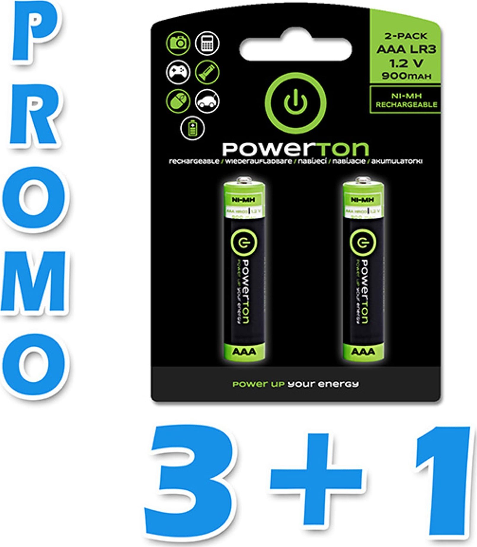 Bateri të rikarikueshme Powerton AAA HR03, 1.2V, 900 mAh, paketim 2 copë