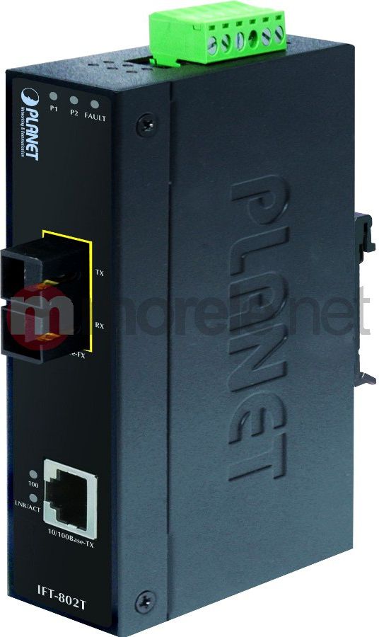 Media konvertues industrial PLANET IFT-802TS15, 10/100Mb/s, fibra 100Base-FX 15km, IP30