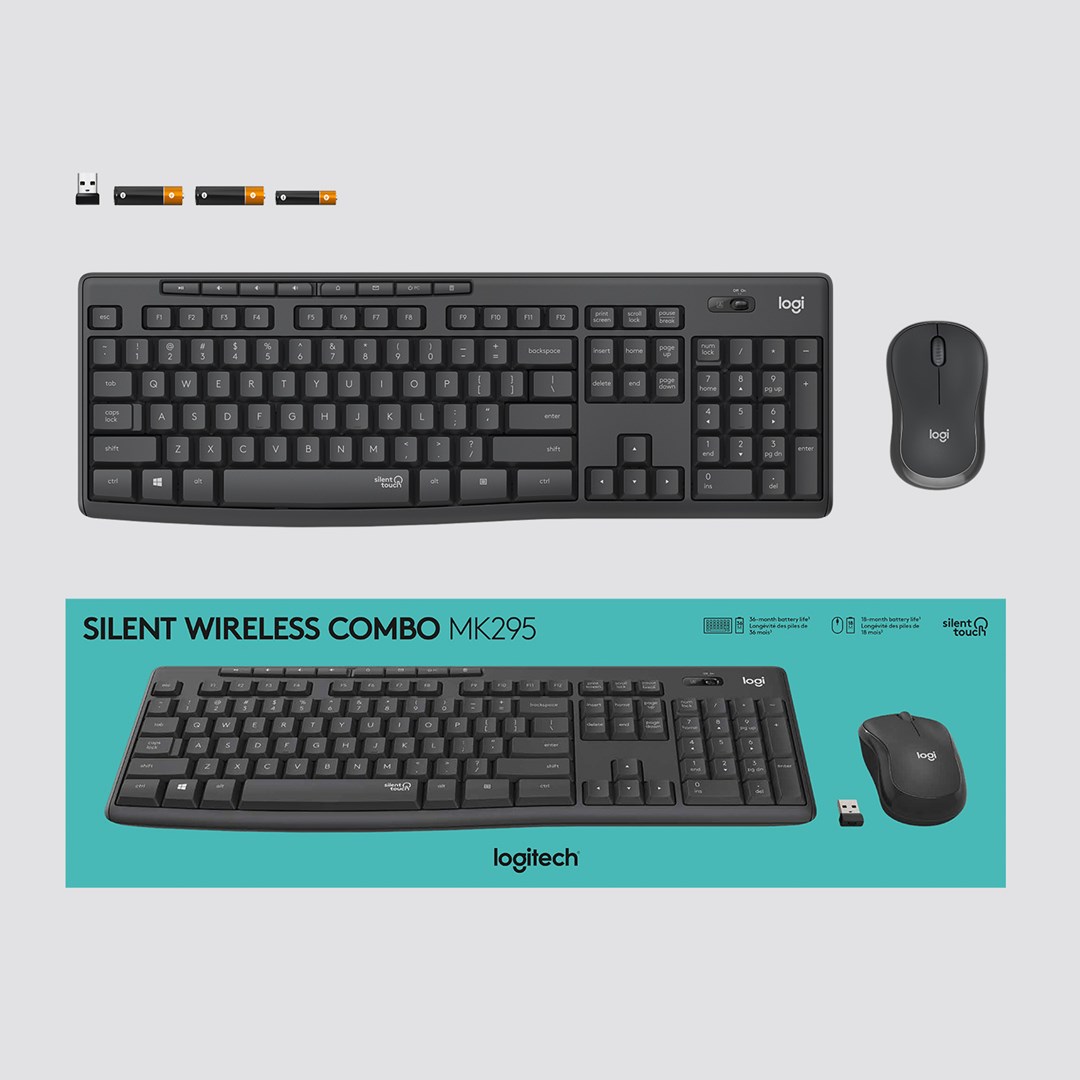 Set tastierë + maus Logitech MK295 Silent, i zi