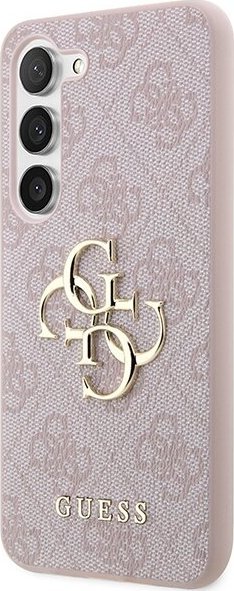 Kllëf telefoni Guess 4G Metal Logo për Samsung Galaxy A35 5G, PU, rozë