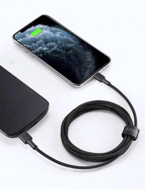 Kabllo Aukey, Lightning / USB C, 2 m, e zezë