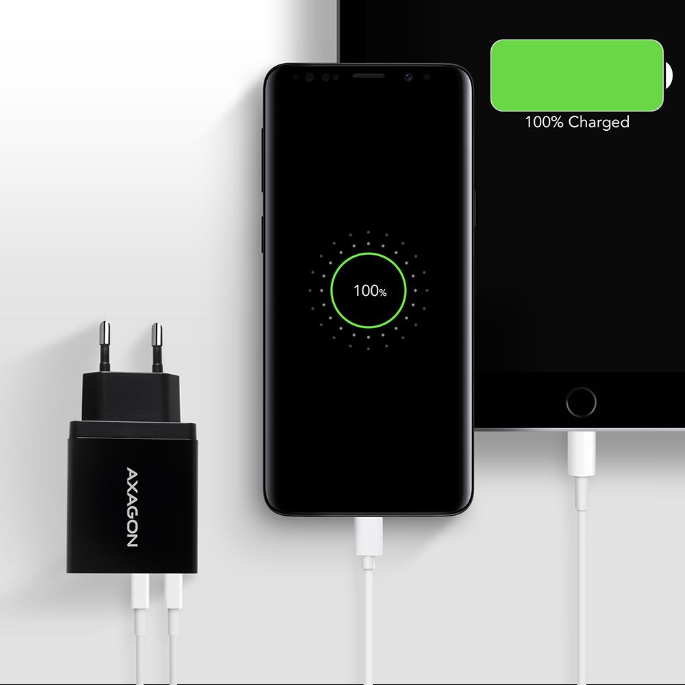 Karikues muri Axagon ACU-QS24, 2x USB A, 24W, i bardhë