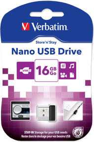Pendrive Verbatim Store 'n' Stay NANO, 16 GB, 97464, e zezë