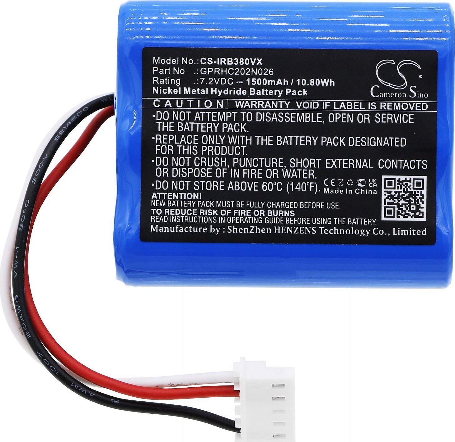Bateri për robot pastrues iRobot Braava 380 380T, 1500mAh, 7.2V, blu
