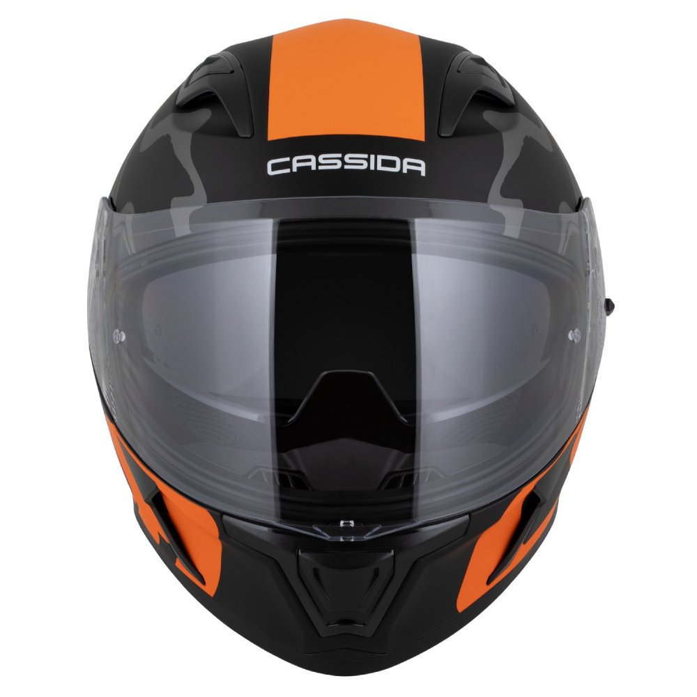 Helmetë integrale Cassida Orbit Multivers, ECE 22.06, me diell, e zezë matte portokalli gri e bardhë, XL