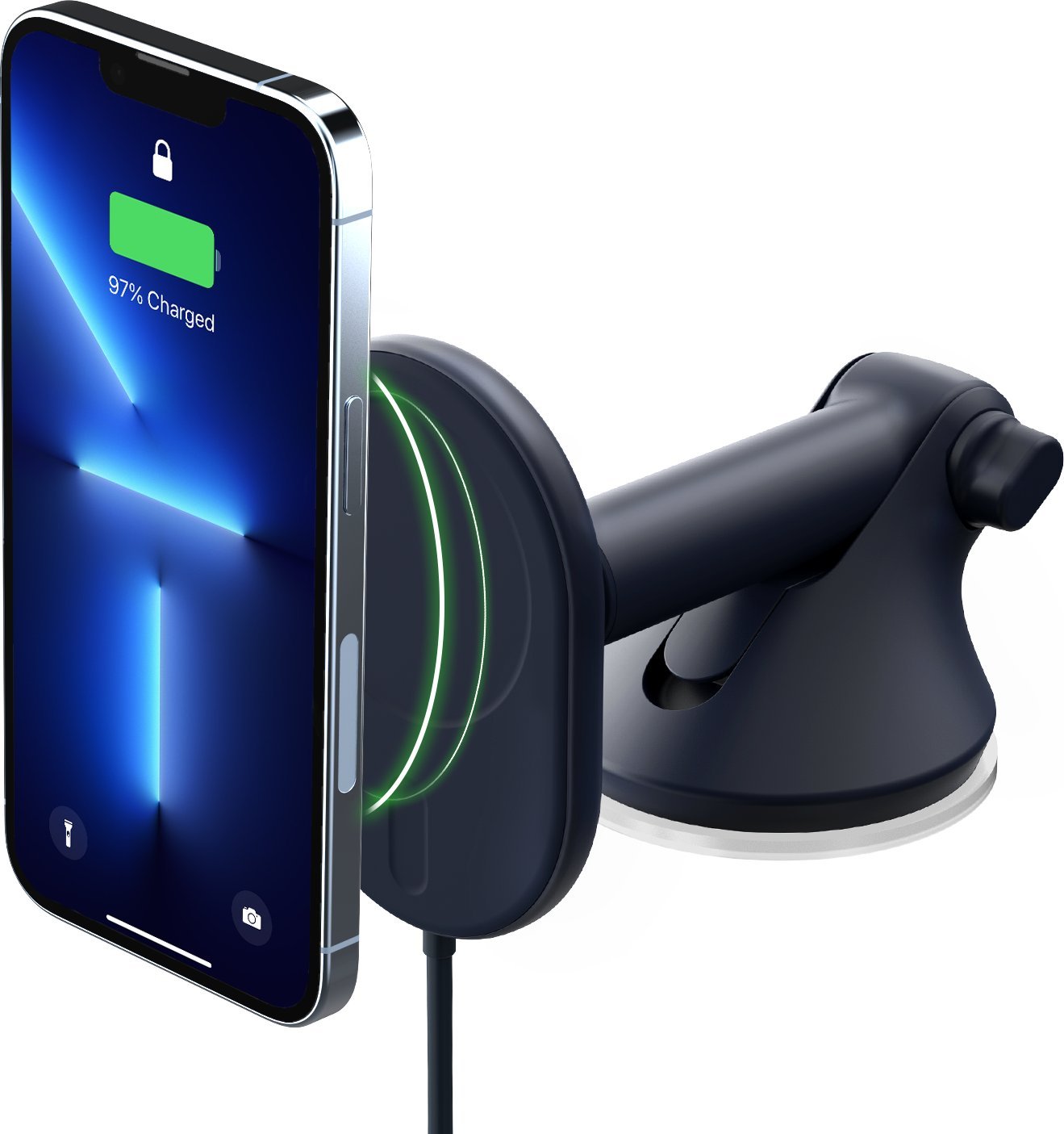 Mbajtëse magnetike për makinë iOttie Velox MagSafe, montim në pult dhe xham, karikim wireless, e zezë