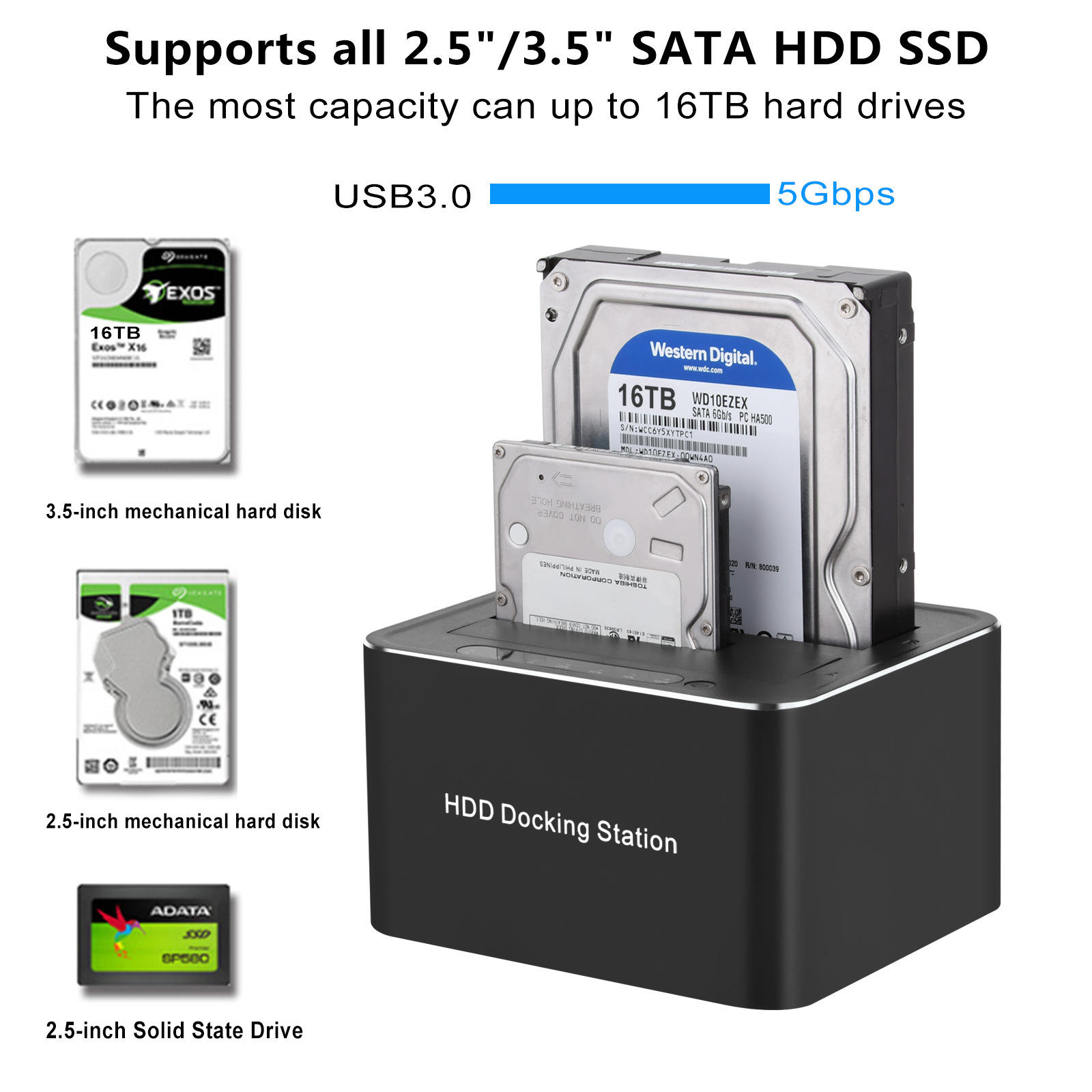 Docking Station TECH TIME Hard Drive Dock 201