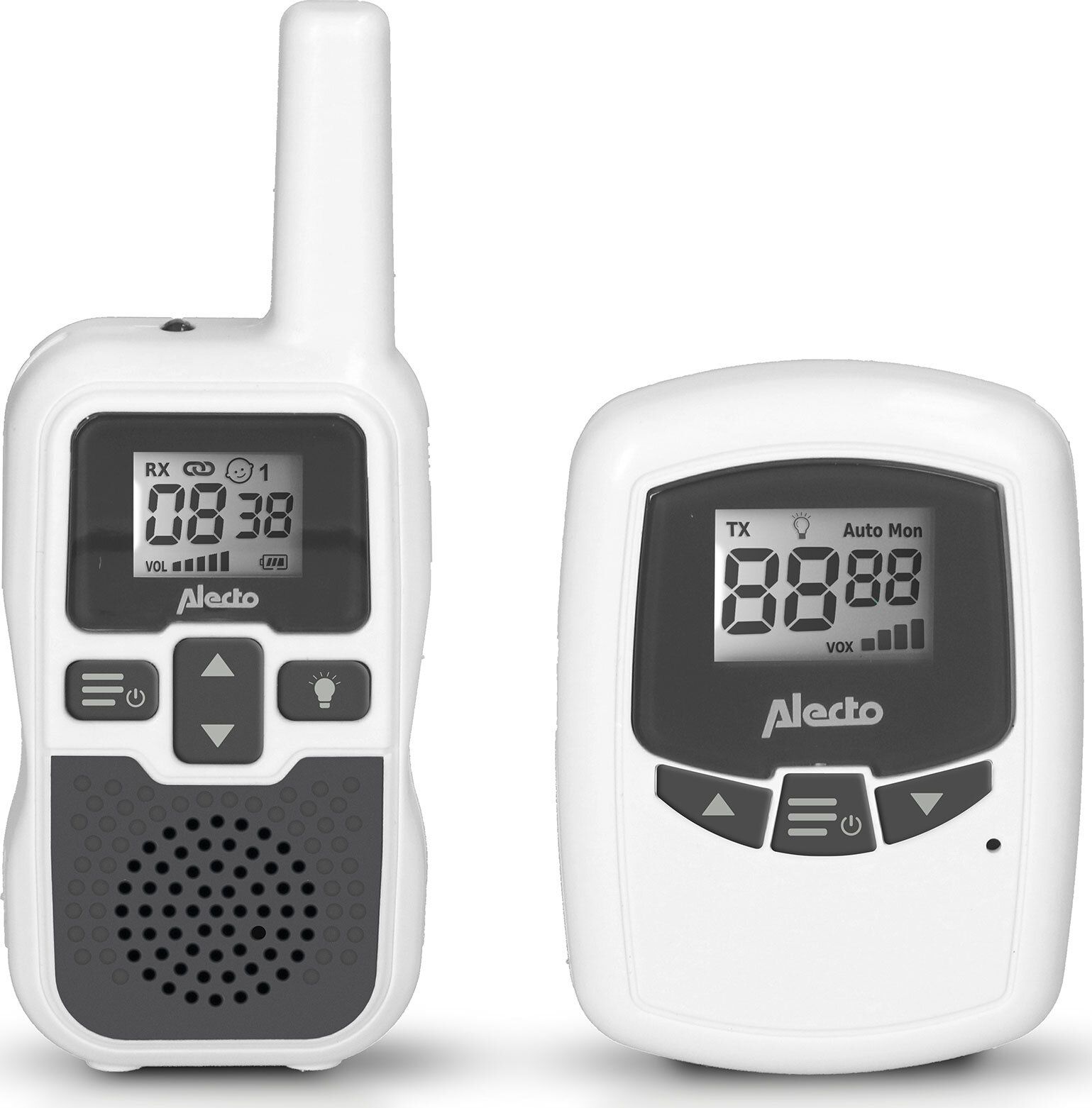 Monitor bebi Alecto DBX-80, audio, rreze e gjatë, i bardhë