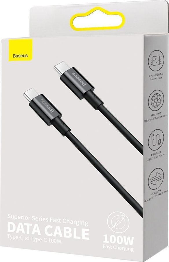 Kabllo karikimi Baseus CATYS-B01, USB Type C në USB Type C, 1m, 5A, i zi