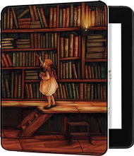 Mbulesë Smart Graphic Case për Kindle Oasis 2019, Library Girl, plastike, shumëngjyrëshe
