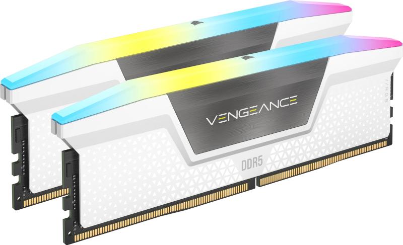 Memorie RAM Corsair Vengeance RGB, 32GB DDR5 6000MHz, kit 2x16GB, e bardhë
