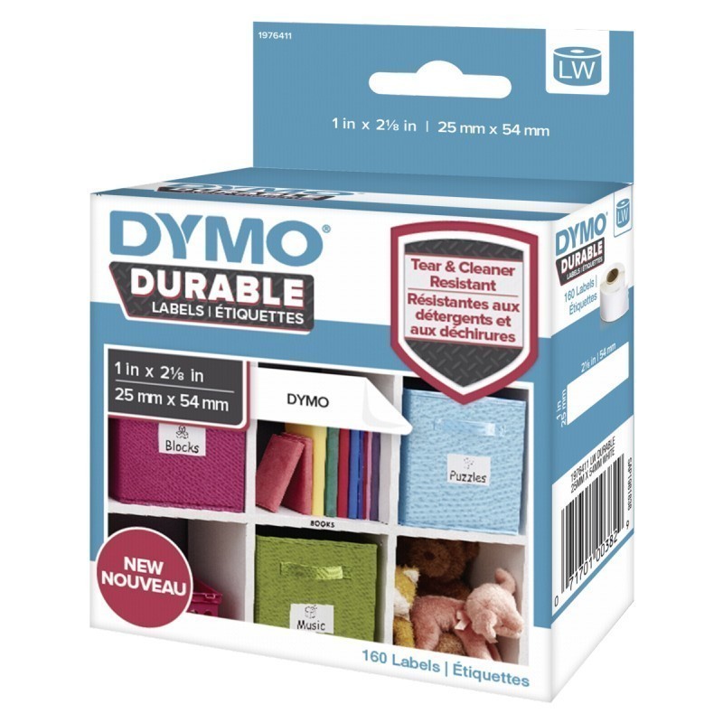 Етикета Dymo LW Durable 2112283, 25 x 54mm, издржливи, бели со црн текст