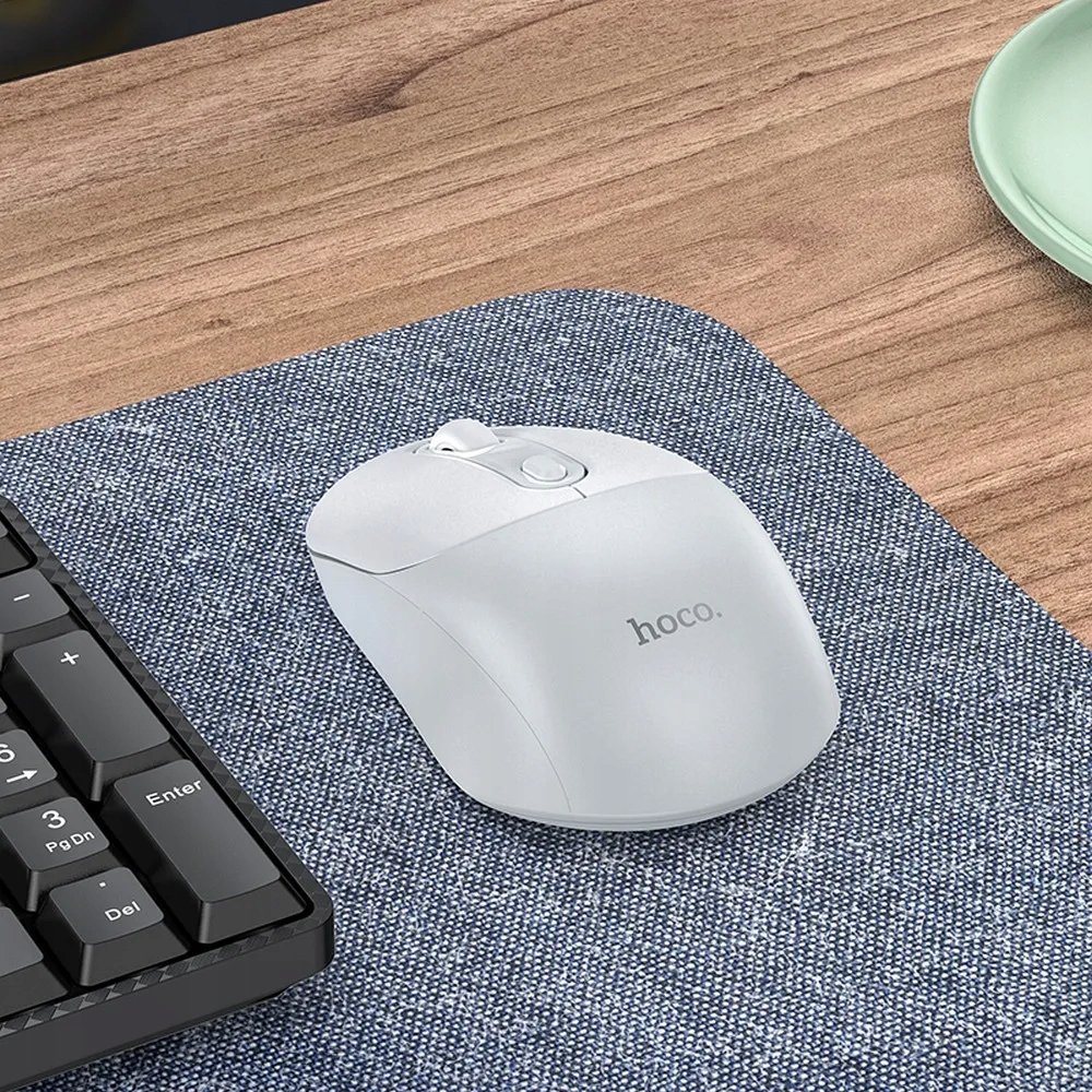 Maush wireless Hoco GM28, 2.4G, optik, gri e bardhë