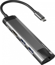 Stacion USB C Natec Fowler Go NMP 1985, HDMI, RJ 45, gri