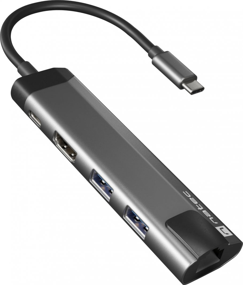 Stacion USB C Natec Fowler Go NMP 1985, HDMI, RJ 45, gri