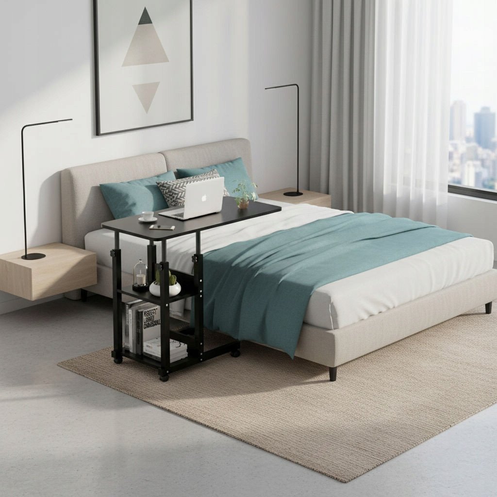 Tavolinë lëvizëse Mozos BLD-BK, 80×40 cm, rregullim lartësie, e zezë