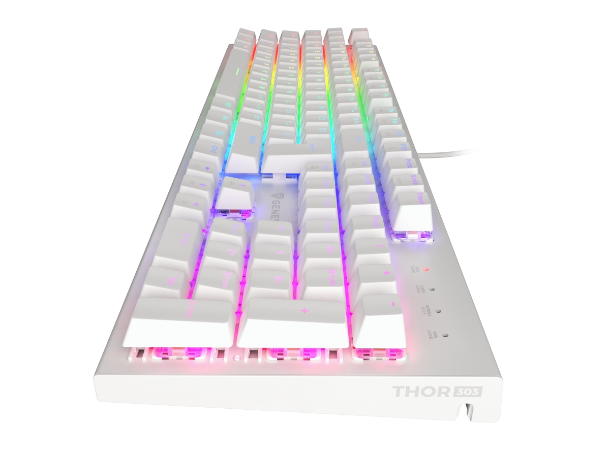Tastierë mekanike Genesis THOR 303, US layout, RGB, Outemu Brown, e bardhë