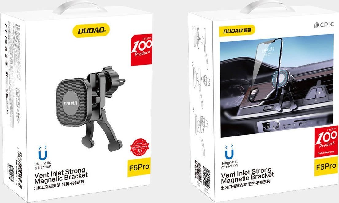Mbajtëse magnetike për veturë Dudao F6Pro, për grilë ajri, rrotullim 360°, e zezë