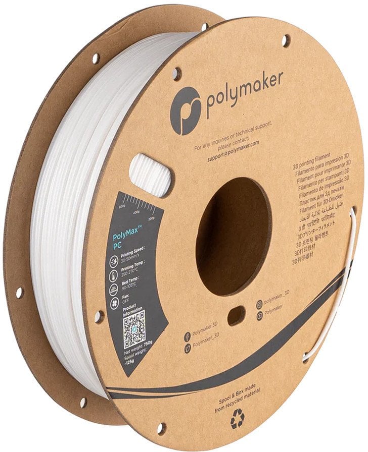 Filament 3D Polymaker PolyMax Tough PC02002, 1.75mm, polikarbonat, i bardhë