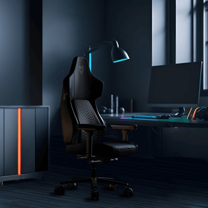 Karrige gaming ThunderX3 CORE RACER, ergonomike, me mbështetje lumbare, e zezë