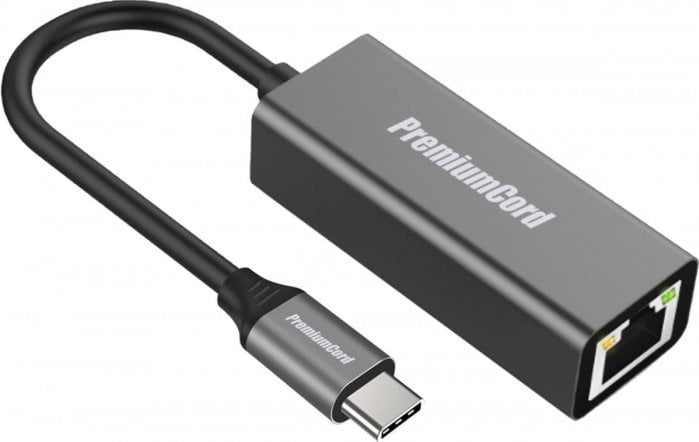 Adapter USB C PremiumCord, në RJ45, Gigabit, i bardhë