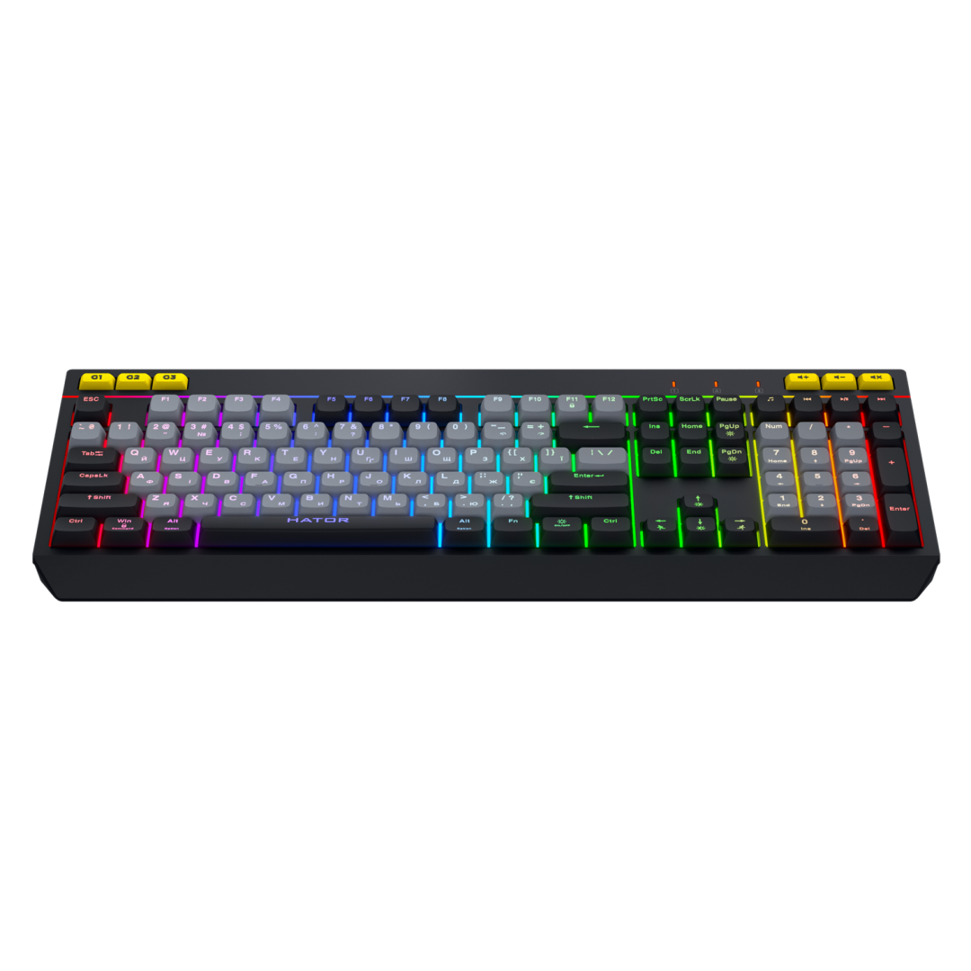 Tastierë gaming Hator Icefall, mekanike membrane, RGB, me kabllo USB, bardh e zi