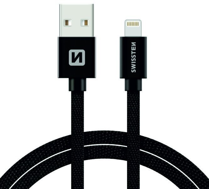 Kabllo SWISSTEN, USB-A në Lightning, 3m, e zezë