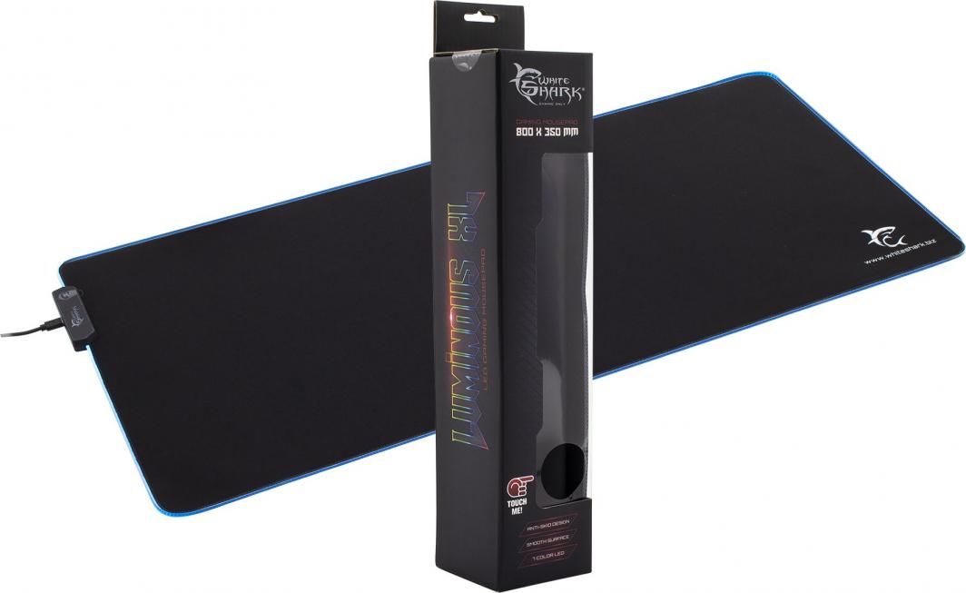Mauspad White shark Luminous, XL, i zi
