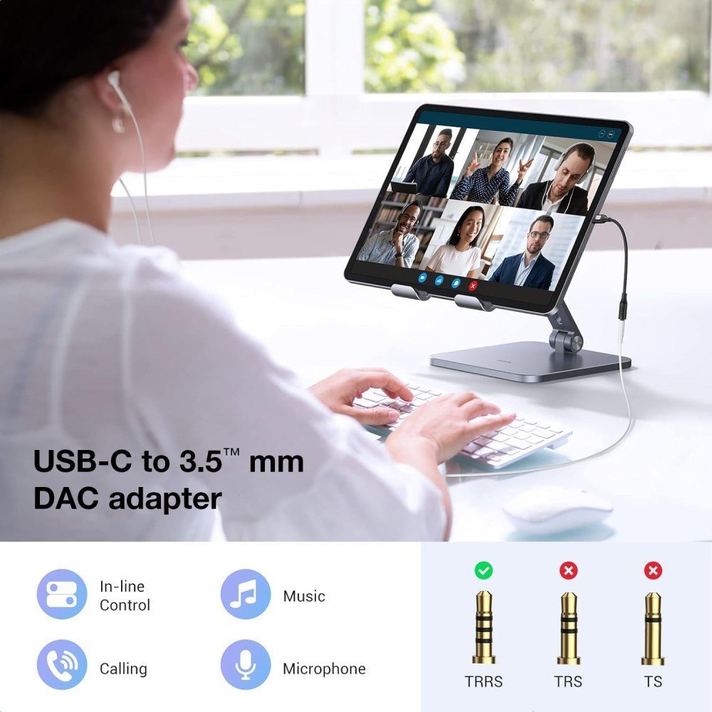 Adapter audio USB C Techly ICOC USBC DAC24J, DAC i integruar, hyrje 3.5mm, i bardhë