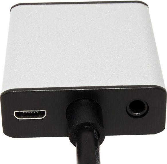 Adaptues video audio VALUE HDMI në VGA, 15 cm, me audio 3.5 mm, argjendtë e zezë