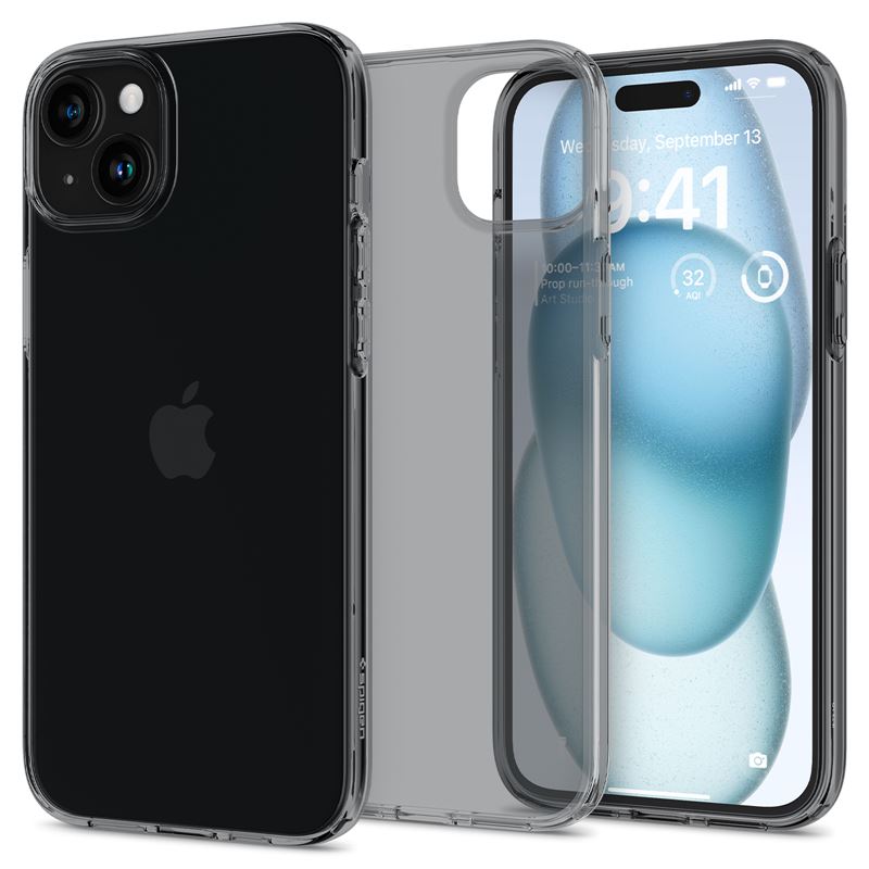 Mbrojtëse Spigen për iPhone 15, Crystal Flex, Space Crystal, e hirtë
