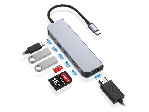 Dock USB C Conceptronic, HDMI, 2x USB A, SD TF, 100W PD, gri