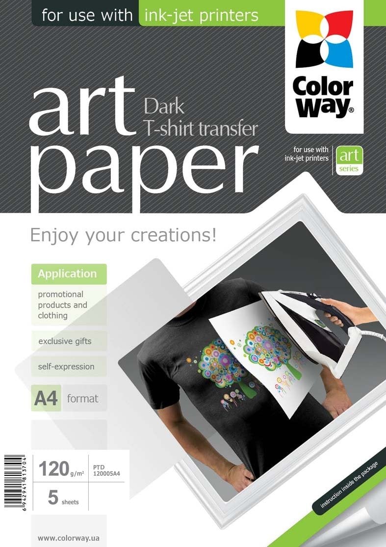 Letër transferi ColorWay Art Paper Dark T shirt, A4, 120g/m², 5 fletë