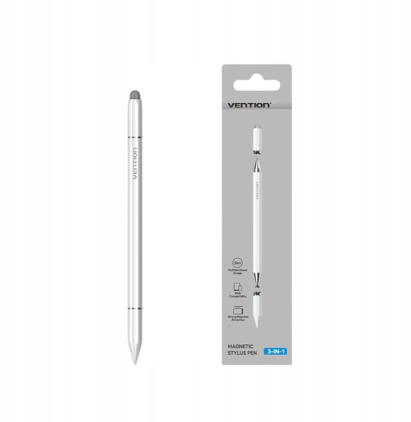 Stilus Vention Magnetic 3 in 1, aliazh alumini, i bardhë