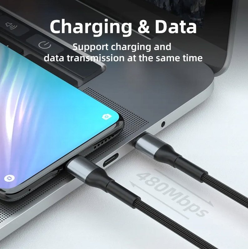Кабел за полнење USB C Welike WK 150 C, 120W PD, 1m, црн