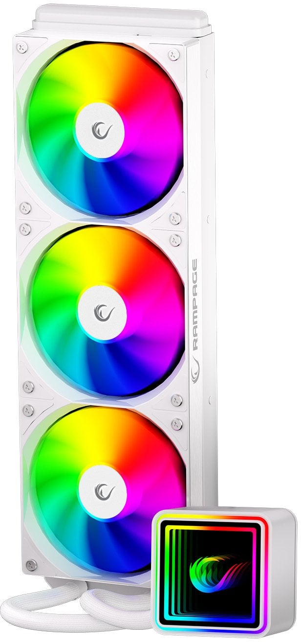 Систем за водено ладење AIO Rampage INFINITE V360, 360 mm, ARGB, бел