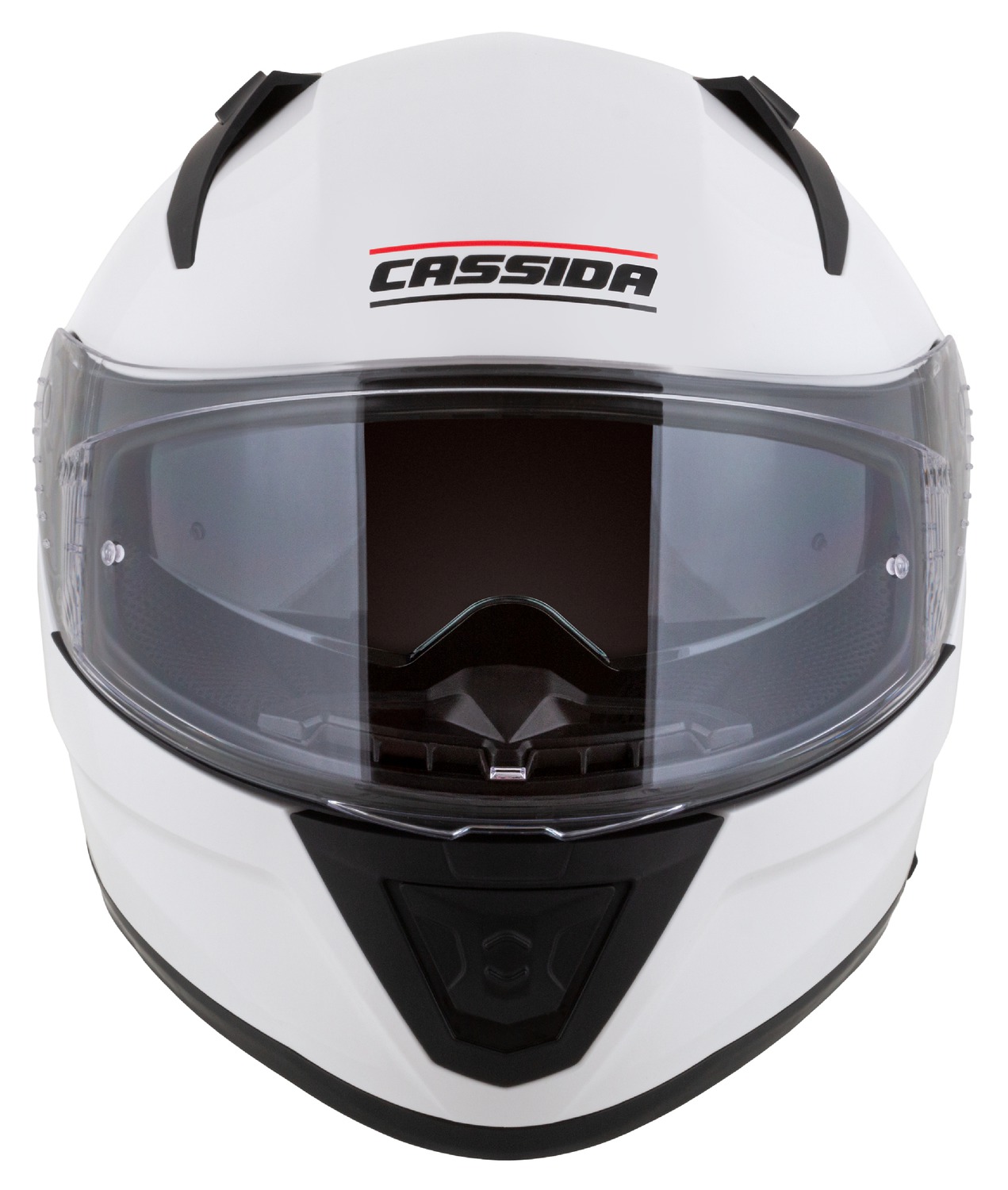 Kaskë moto Cassida Aero Solid 2026, integrale, e bardhë e zezë