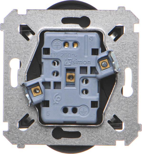 Prizë dyshe me tokëzim Kontakt-Simon Simon 54, 16A 250V, me roleta mbrojtëse, e zezë mat