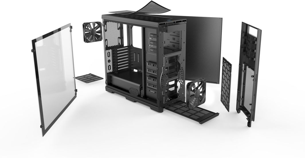 Kasë Phanteks Enthoo Pro Tempered Glass, e zezë, Midi Tower
