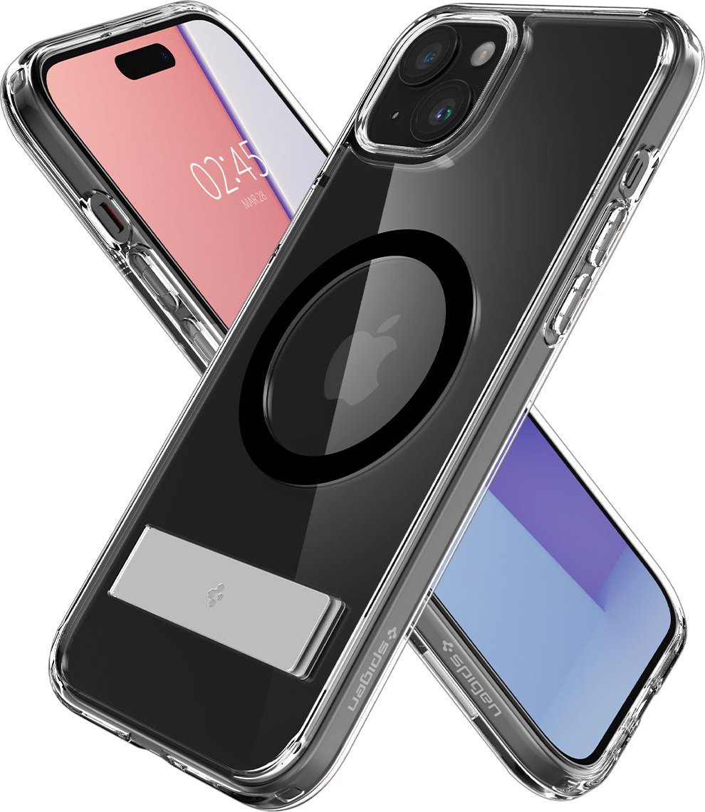 Mbulesë telefoni Spigen Ultra Hybrid S MagSafe, për iPhone 15 Plus, transparente, e zezë