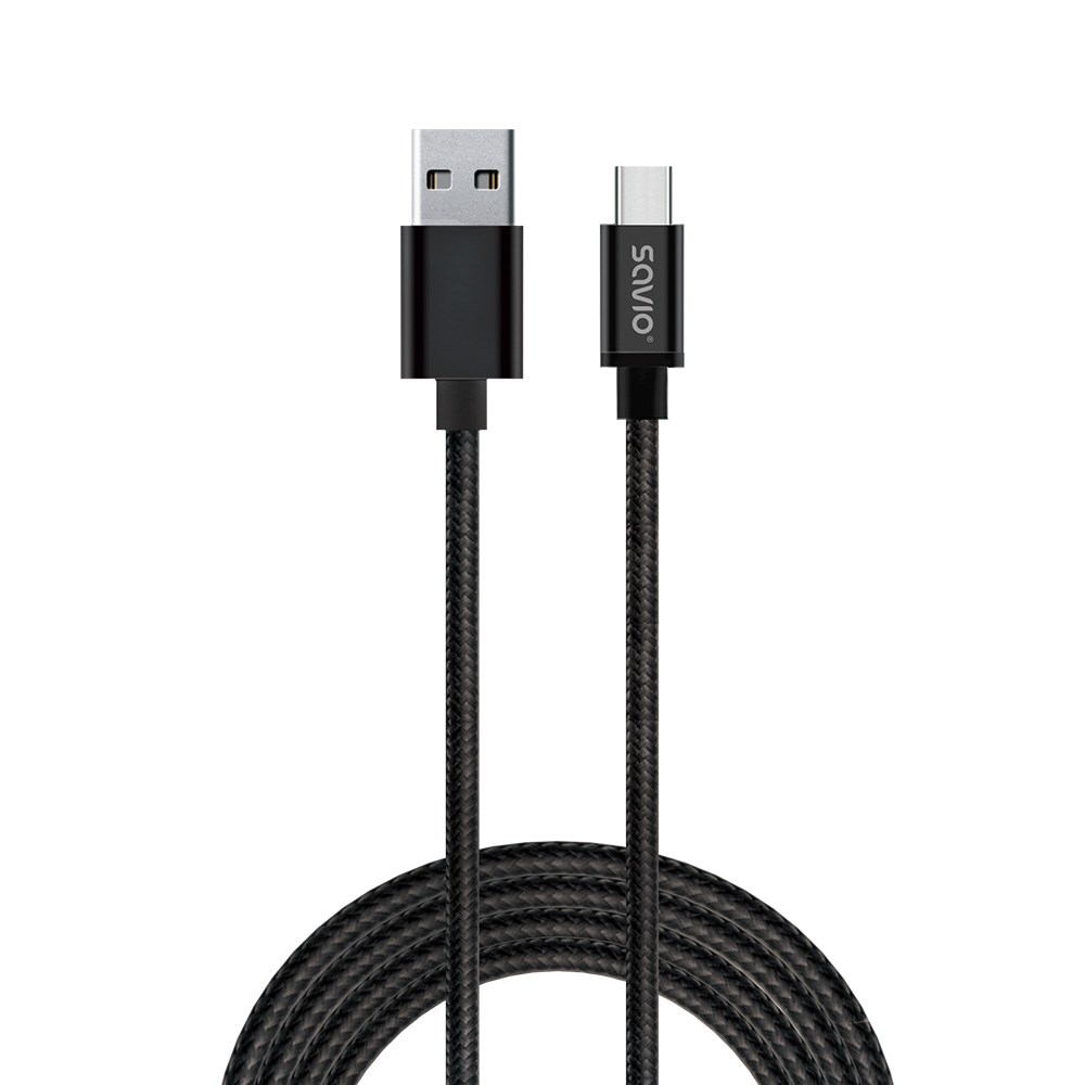 Kabllo Savio, USB A / USB C, 2 m, e zezë