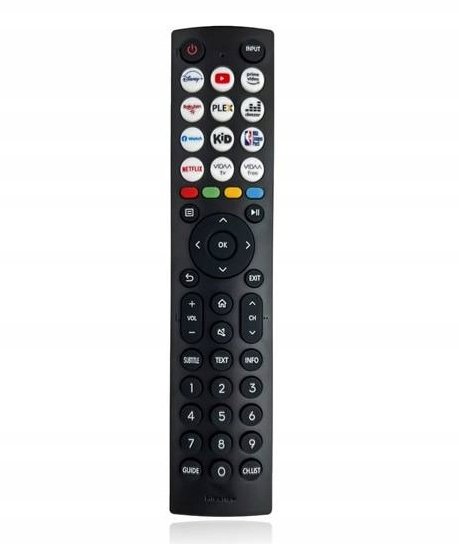 Pilotë TV Hisense LAMEX ERF2J36H, butona NETFLIX YouTube Disney Rakuten, e zezë