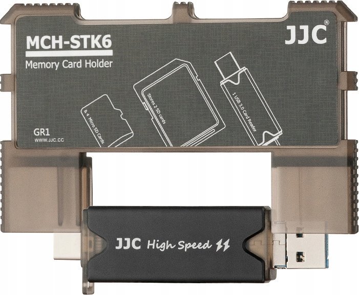 Kit mbajtës dhe lexues kartash memorie JJC MCH STK6GR, USB 3.0, USB Type C, gri