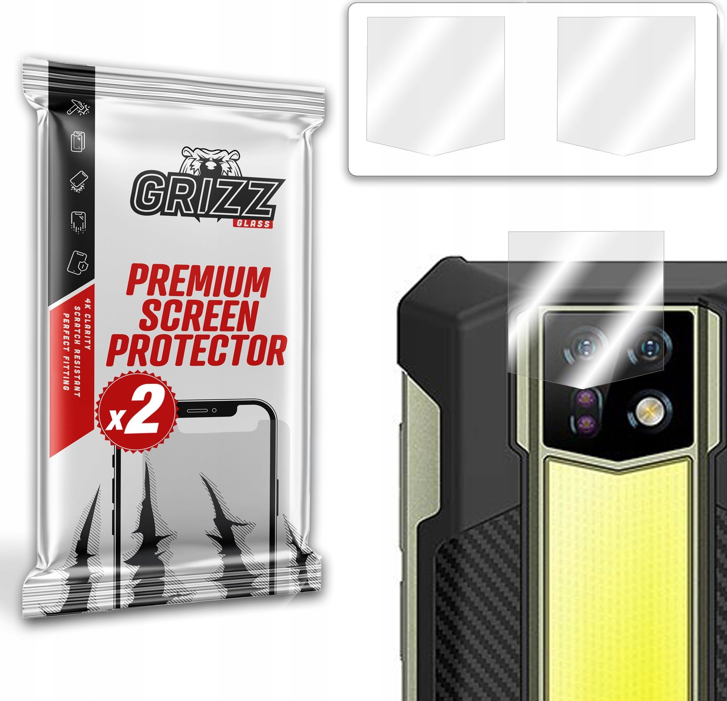 Mbrojtës kamere GrizzGlass HybridGlass për Ulefone Armor 24, set 2 copë, transparencë e lartë