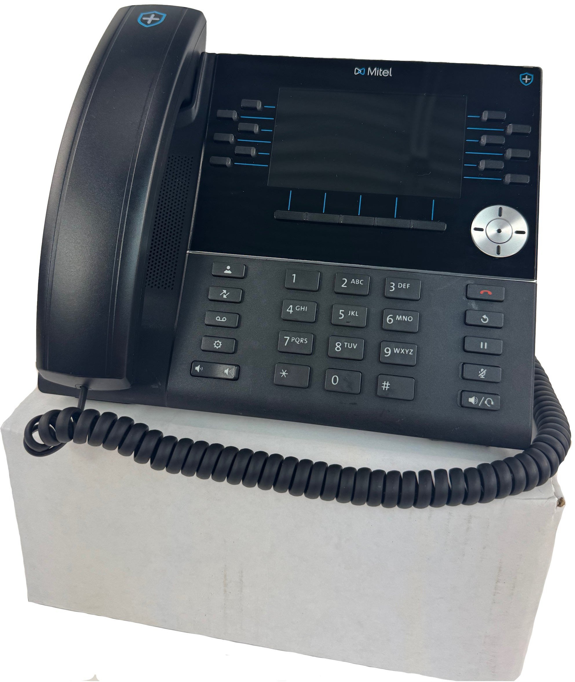 Telefoni VoIP Mitel 6920w, ekran me ngjyra, me valë, i zi