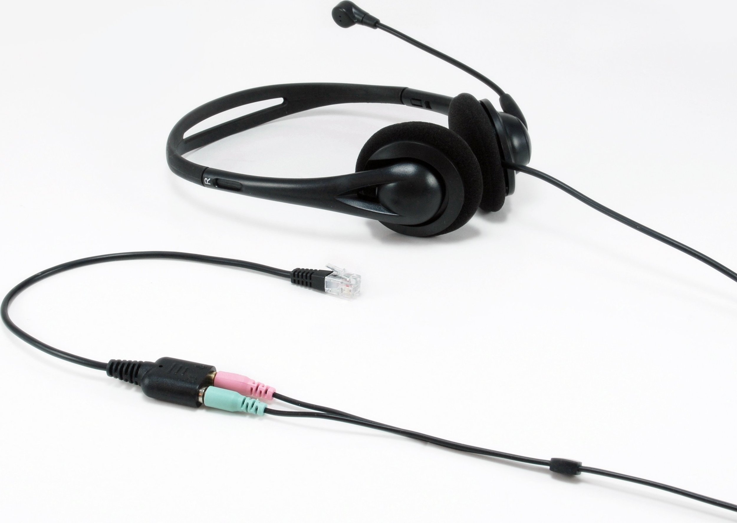 Adapter audio Equip RJ9 në 3.5mm për kufje, për telefona VOIP, i zi