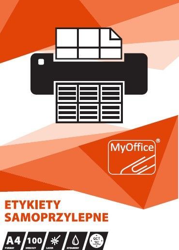 Etiketa vetëngjitëse MyOffice A4, 70 x 25.4 mm, 100 fletë, të bardha